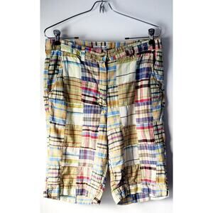 Hannah Womens Multicolor Patchwork Bermuda Shorts Size 10 Preppy Boho Hippie